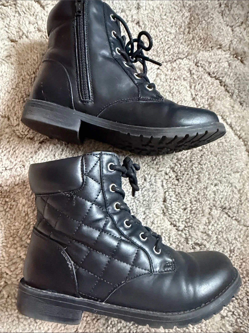 The Children's Place Black Quilted Lace-Up Kids' Boots